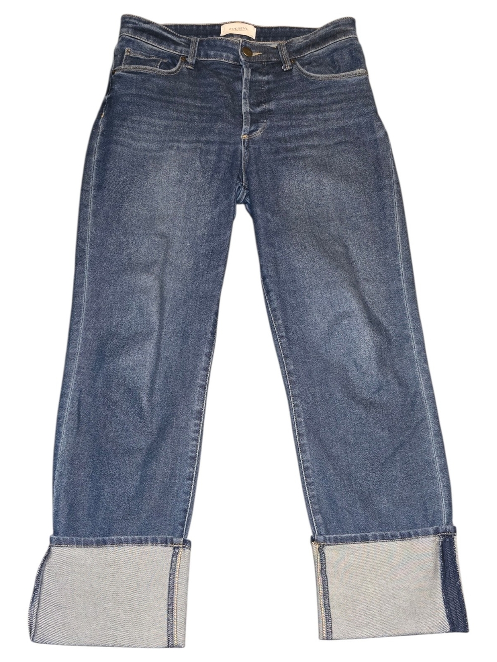EVEREVE The Ever Straight Jeans Womens 29 Cuffed Crop Button Fly Denim